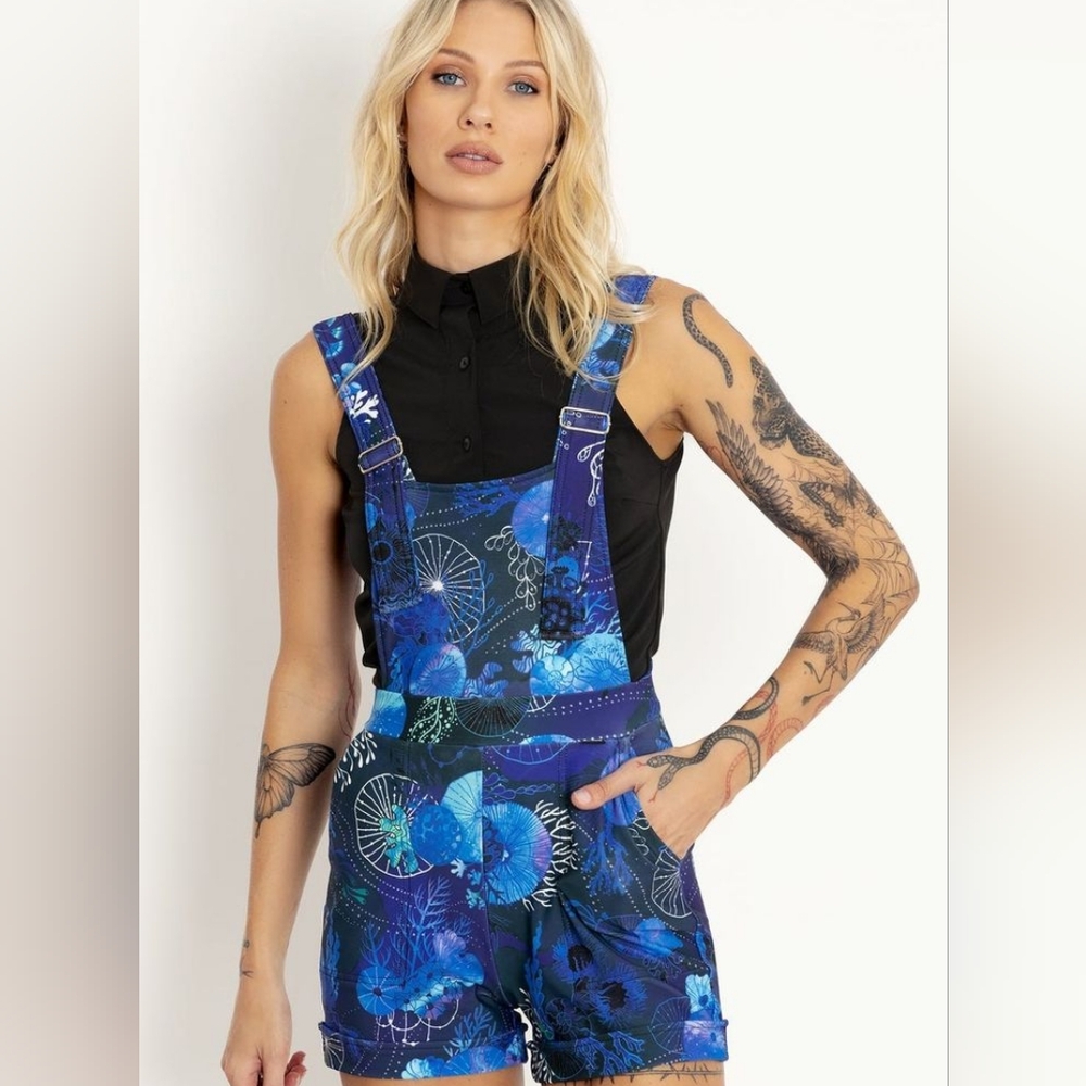 Blackmilk Floral Coral Short Overalls